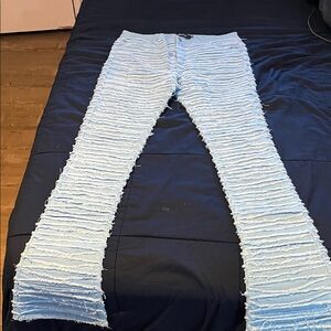Light Blue Distressed Staced Jeans